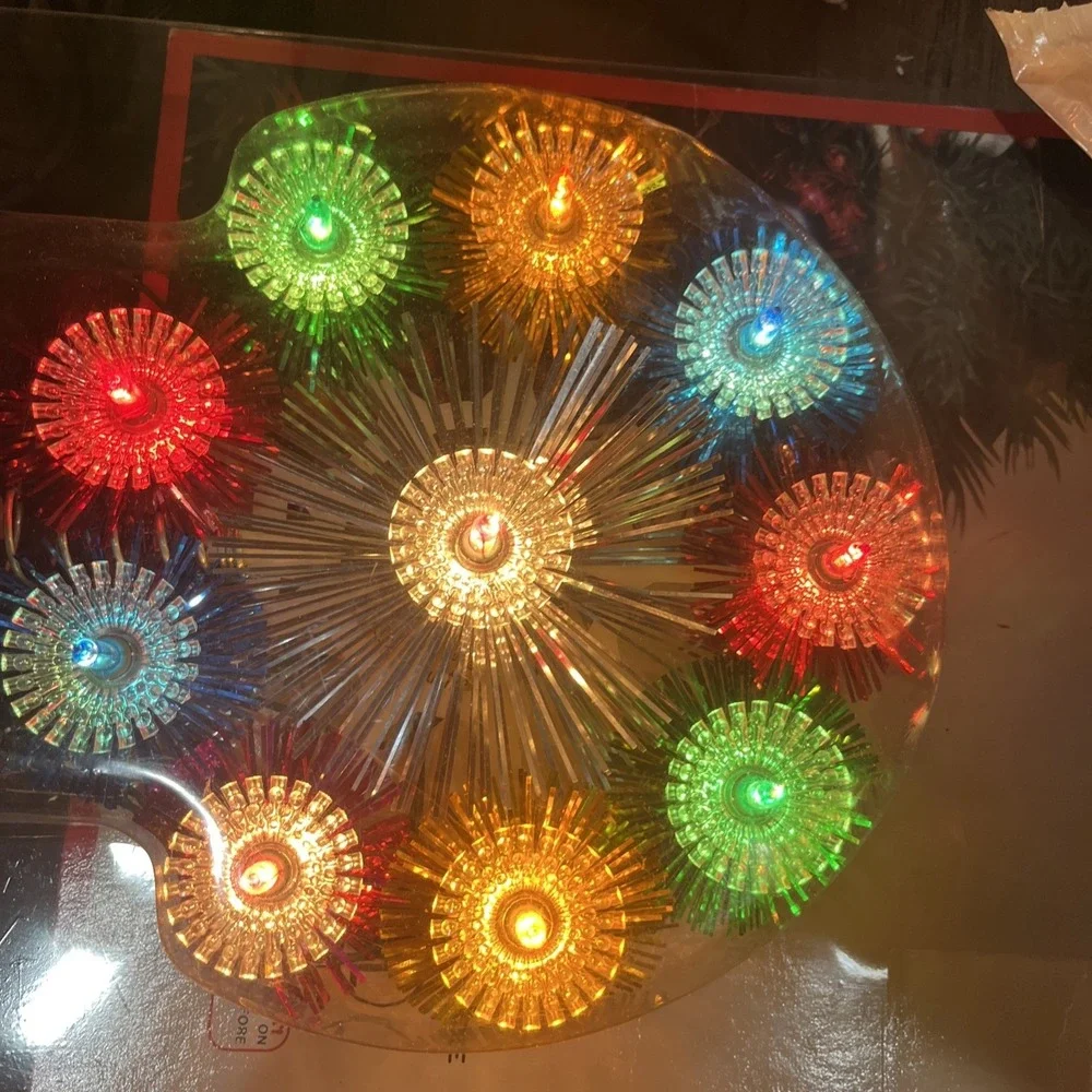 Vtg 10 Light Pom Pom Tree Top Christmas Star Lighted In Original Package - Works